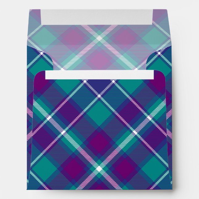 Sea Green, Purple and Blue Tartan Envelope (Back (Bottom))