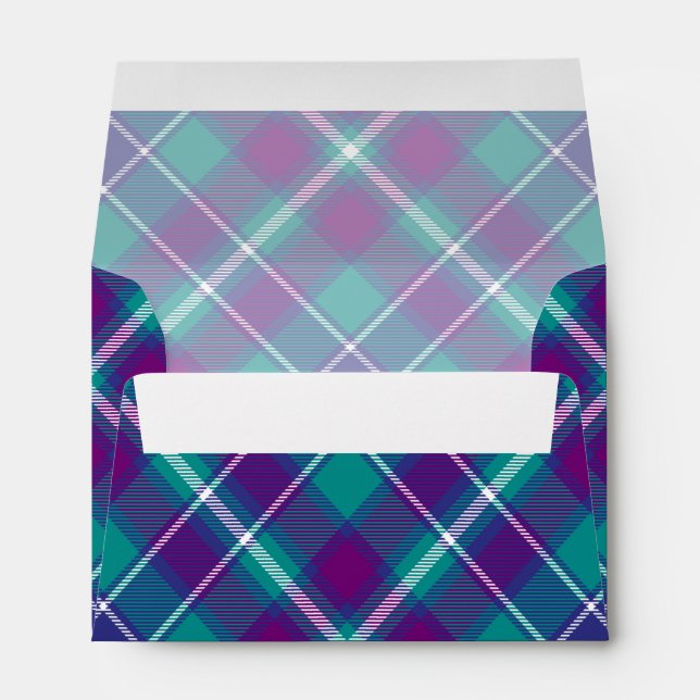 Sea Green, Purple and Blue Tartan Envelope (Back (Bottom))