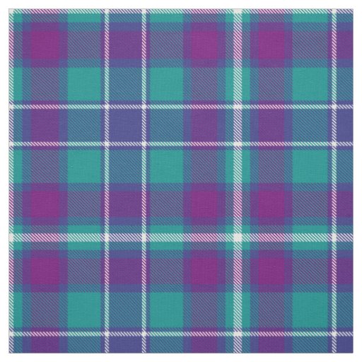 Sea Green, Purple and Blue Tartan Fabric
