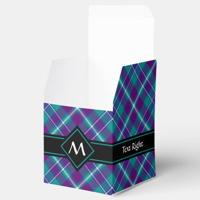 Sea Green, Purple and Blue Tartan Favor Boxes (Opened)