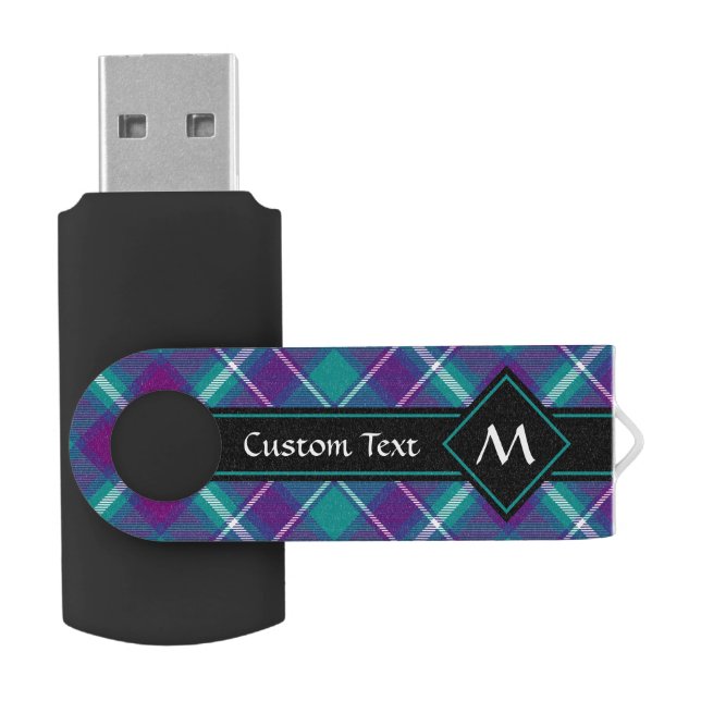 Sea Green, Purple and Blue Tartan Flash Drive (Opened)