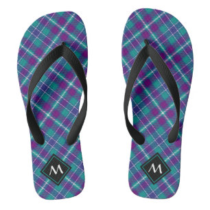 Sea Green, Purple and Blue Tartan Flip Flops