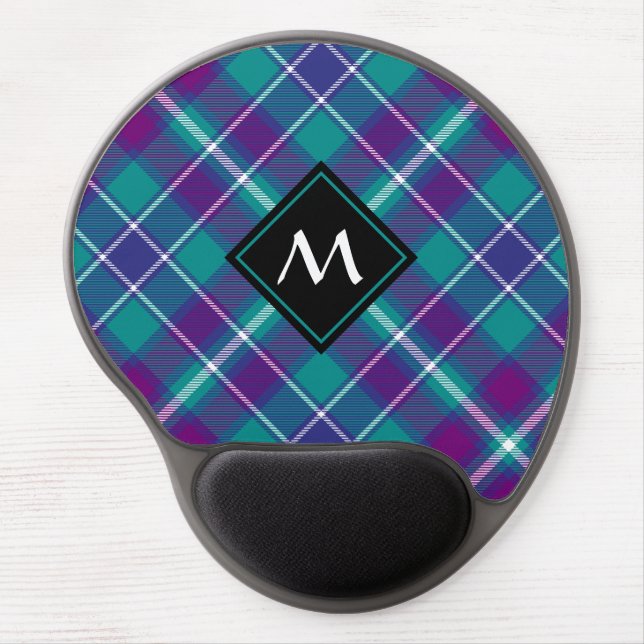 Sea Green, Purple and Blue Tartan Gel Mouse Pad (Front)