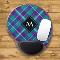 Sea Green, Purple and Blue Tartan Gel Mouse Pad