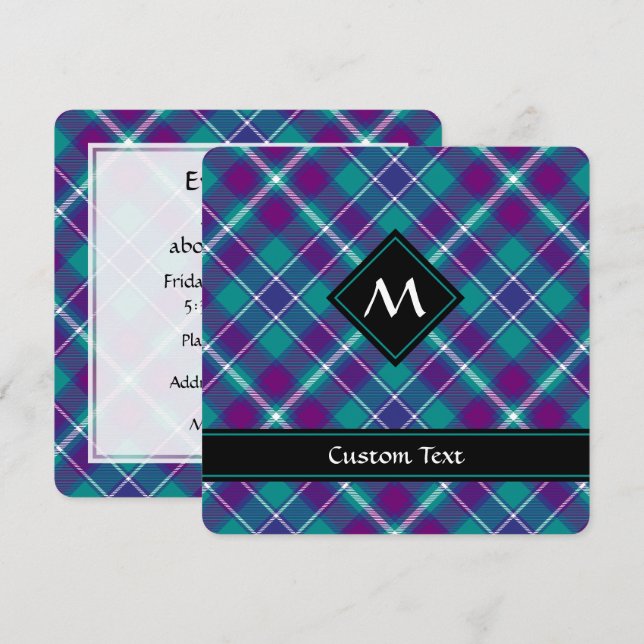 Sea Green, Purple and Blue Tartan Invitation (Front/Back)