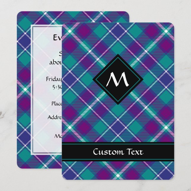 Sea Green, Purple and Blue Tartan Invitation (Front/Back)