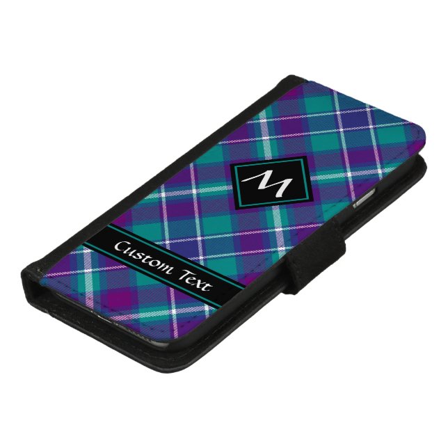 Sea Green, Purple and Blue Tartan iPhone Wallet Case (Bottom)