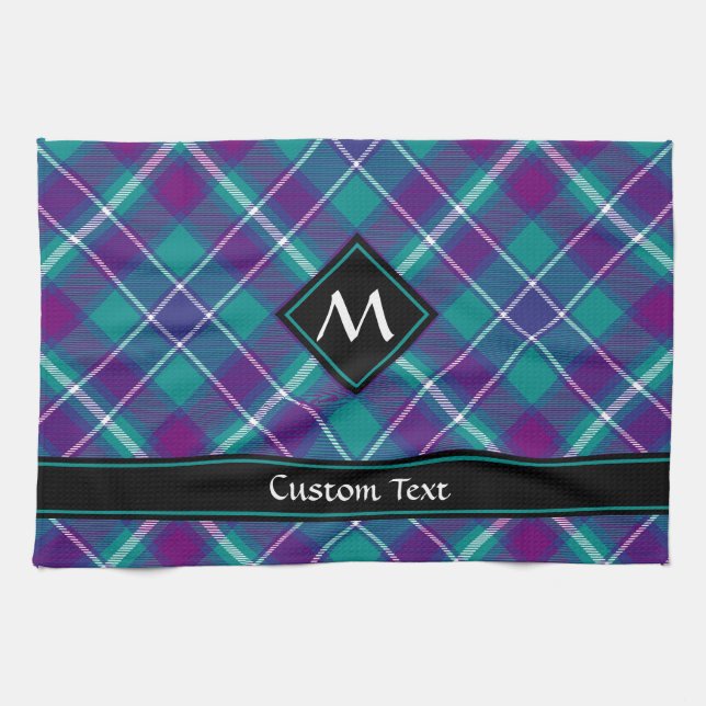 Sea Green, Purple and Blue Tartan Kitchen Towel (Horizontal)