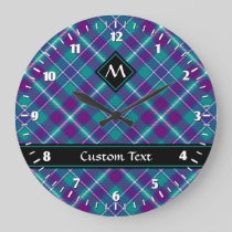 Sea Green, Purple and Blue Tartan Large Clock