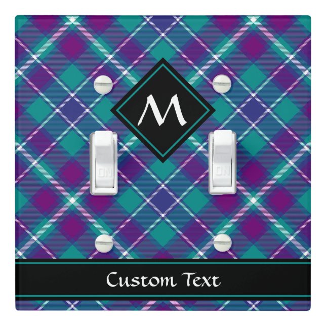 Sea Green, Purple and Blue Tartan Light Switch Cover (In Situ)