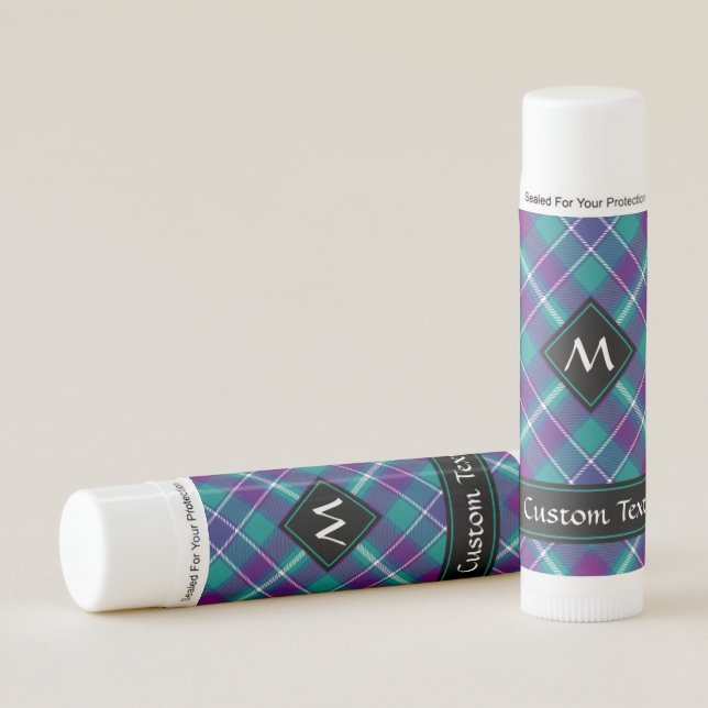 Sea Green, Purple and Blue Tartan Lip Balm (Front)