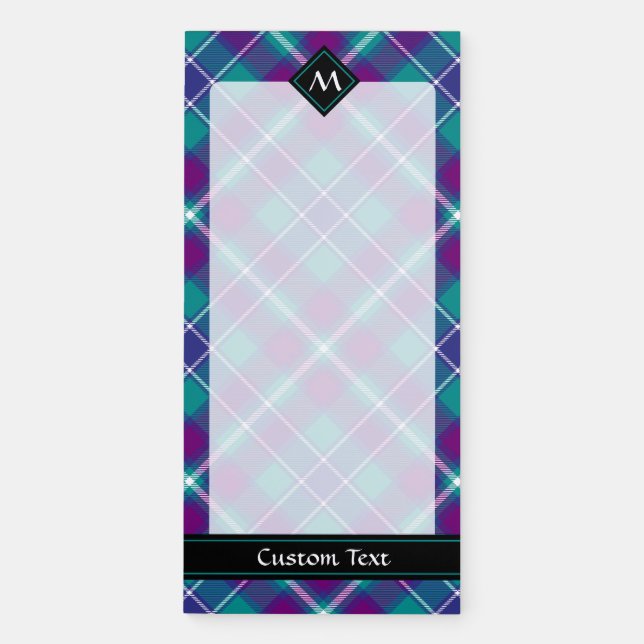 Sea Green, Purple and Blue Tartan Magnetic Notepad (Front)