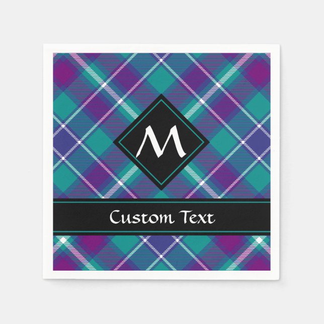 Sea Green, Purple and Blue Tartan Napkins (Front)