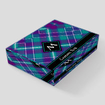 Sea Green, Purple and Blue Tartan Paperweight