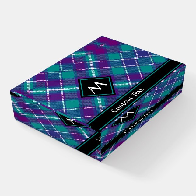 Sea Green, Purple and Blue Tartan Paperweight (Angled)