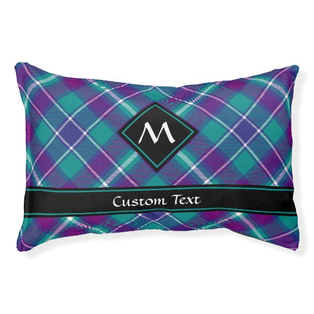 Sea Green, Purple and Blue Tartan Pet Bed (Front)