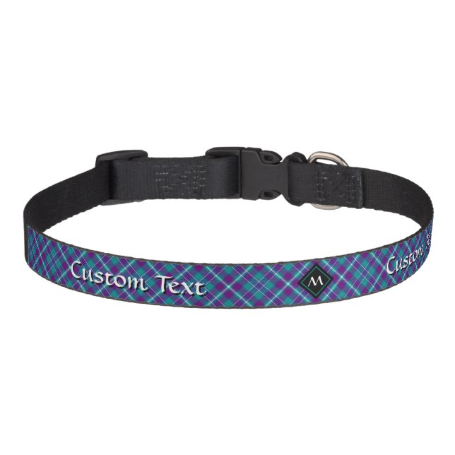 Sea Green, Purple and Blue Tartan Pet Collar (Front)
