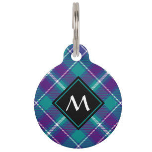 Sea Green, Purple and Blue Tartan Pet ID Tag
