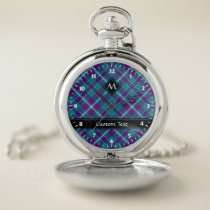 Sea Green, Purple and Blue Tartan Pocket Watch