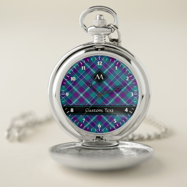 Sea Green, Purple and Blue Tartan Pocket Watch (Inside)