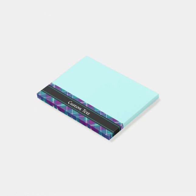 Sea Green, Purple and Blue Tartan Post-it Notes (Angled)