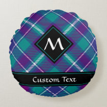 Sea Green, Purple and Blue Tartan Round Pillow