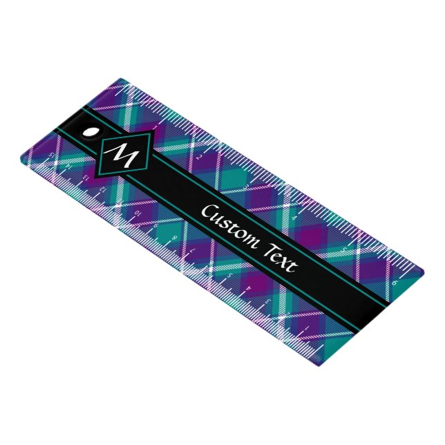 Sea Green, Purple and Blue Tartan Ruler (Angled)