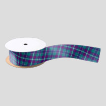 Sea Green, Purple and Blue Tartan Satin Ribbon