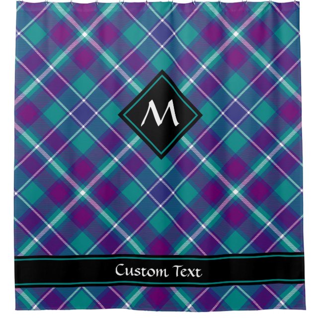 Sea Green, Purple and Blue Tartan Shower Curtain (Front)