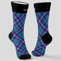 Sea Green, Purple and Blue Tartan Socks