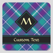 Sea Green, Purple and Blue Tartan Square Sticker