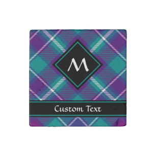 Sea Green, Purple and Blue Tartan Stone Magnet