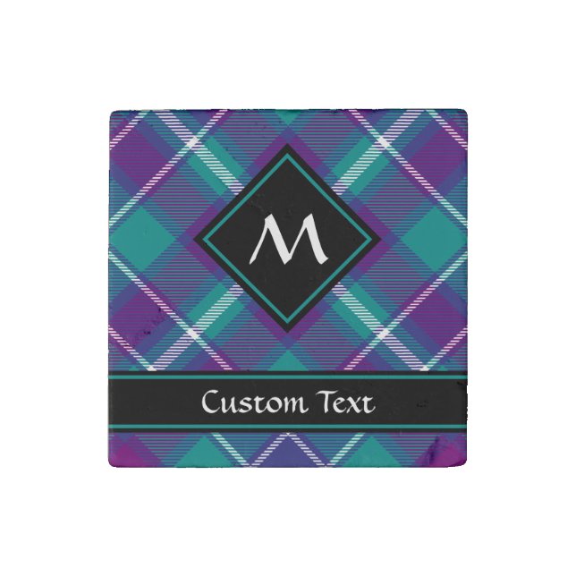 Sea Green, Purple and Blue Tartan Stone Magnet (Front)
