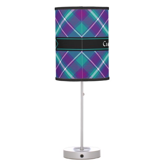 Sea Green, Purple and Blue Tartan Table Lamp (Back)