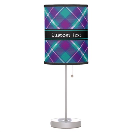 Sea Green, Purple and Blue Tartan Table Lamp (Left)