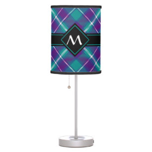 Sea Green, Purple and Blue Tartan Table Lamp