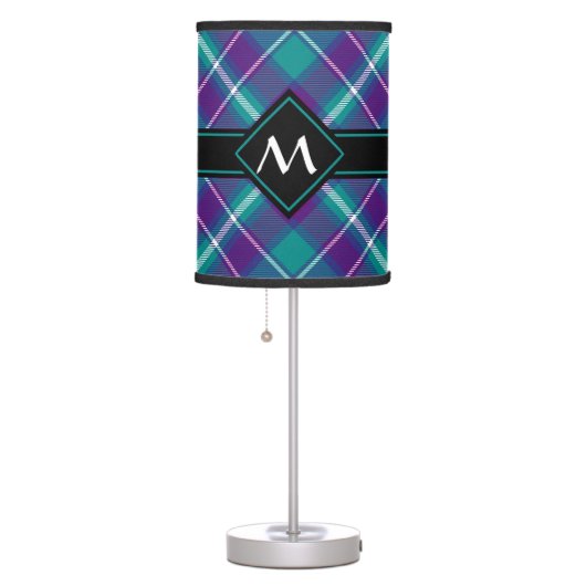 Sea Green, Purple and Blue Tartan Table Lamp (Right)