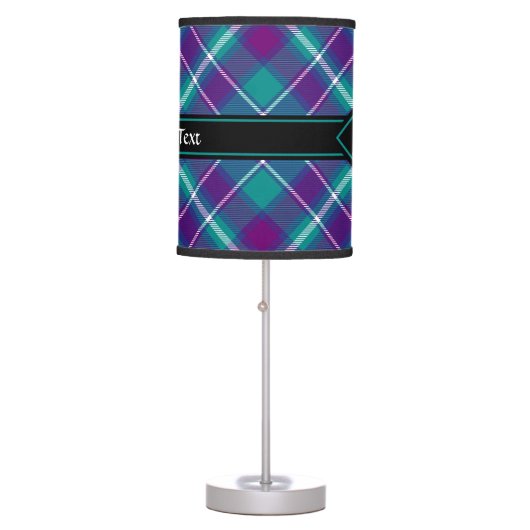 Sea Green, Purple and Blue Tartan Table Lamp (Front)