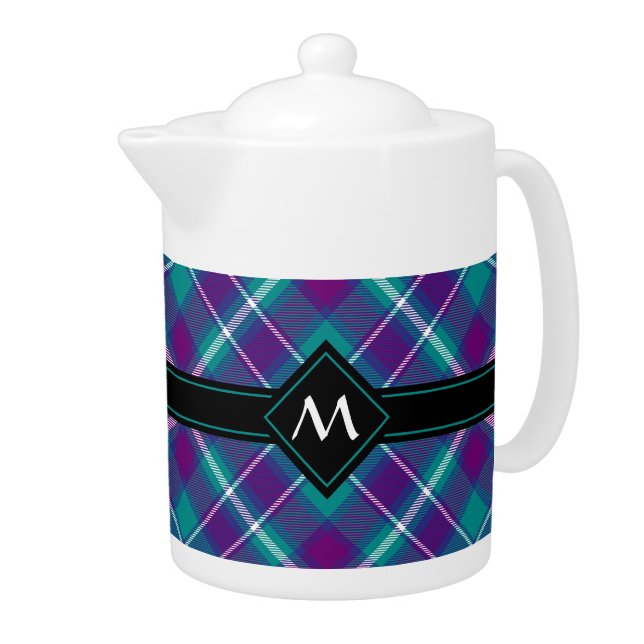 Sea Green, Purple and Blue Tartan Teapot (Right)