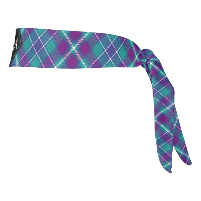 Sea Green, Purple and Blue Tartan Tie Headband (Rotate 90)