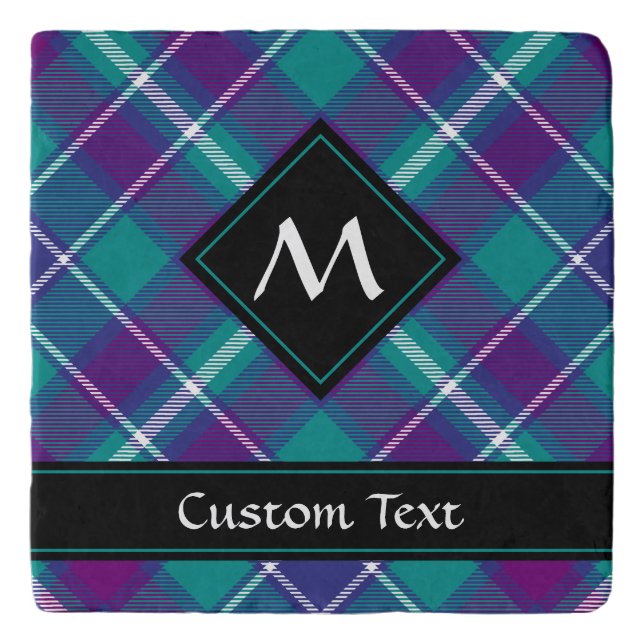 Sea Green, Purple and Blue Tartan Trivet (Front)