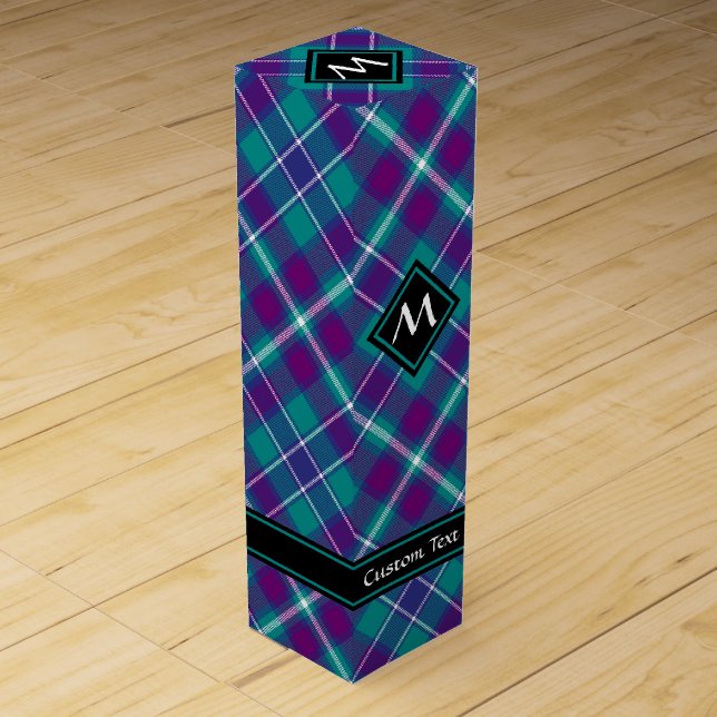 Sea Green, Purple and Blue Tartan Wine Box (Front)