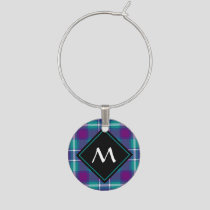 Sea Green, Purple and Blue Tartan Wine Charm