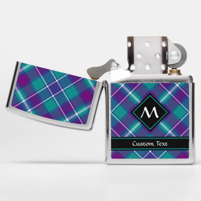 Sea Green, Purple and Blue Tartan Zippo Lighter (Opened)