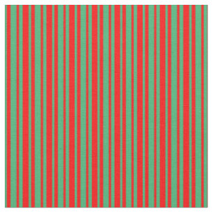 Sea Green & Red Stripes Fabric