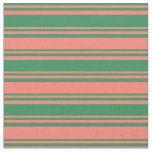 [ Thumbnail: Sea Green & Salmon Colored Striped/Lined Pattern Fabric ]