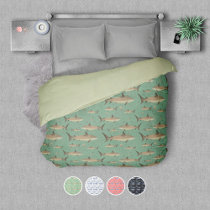 Sea Green Shark Jellyfish Watercolor Pattern Duvet Cover