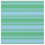 [ Thumbnail: Sea Green & Sky Blue Colored Pattern Fabric ]