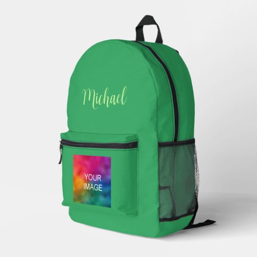 Sea Green Solid Color Custom Template Script Name Printed Backpack