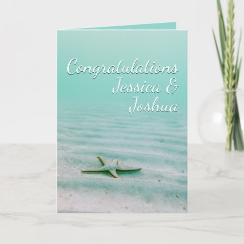 Sea Green Starfish Congratulations Names Coastal Card